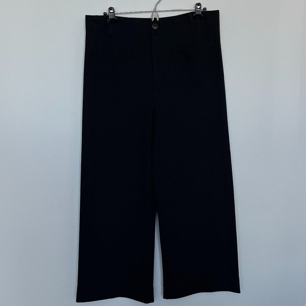 Jones & Co Black Wide Leg Cropped Knit Pants 14